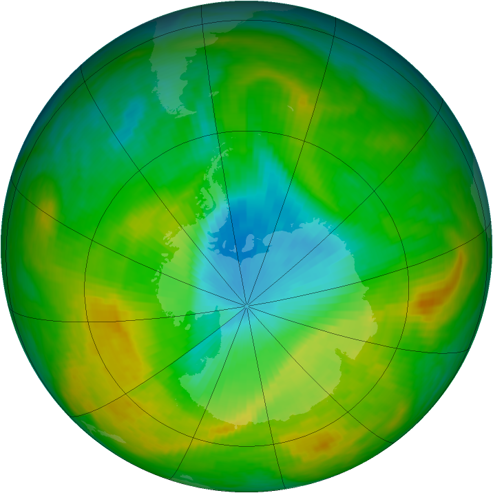 Antarctic ozone map for 21 November 1982